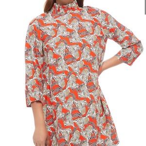 Crown & Ivy Bow Back Animal cheetah Print Ruffle Dress